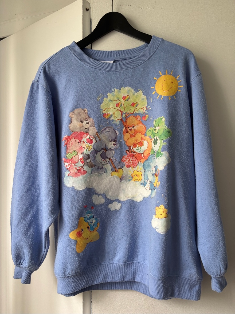 Care Bears Pastel Blue Crewneck Sweatshirt with Rainbow Bears